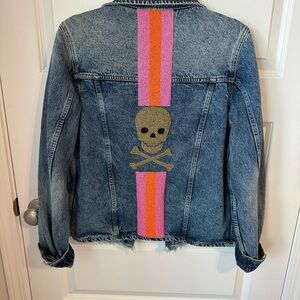 Denim Jacket with beaded Skull Design